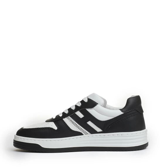 basket pelle bianco nero