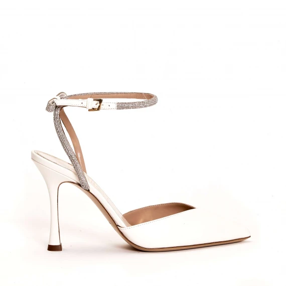 slingback avorio con cinturino strass - Taglia 39 - Ninalilou