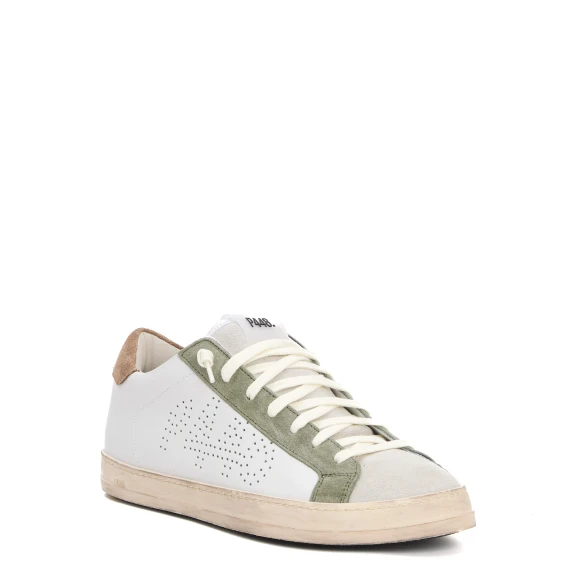 sneakers pelle bianca e camoscio salvia