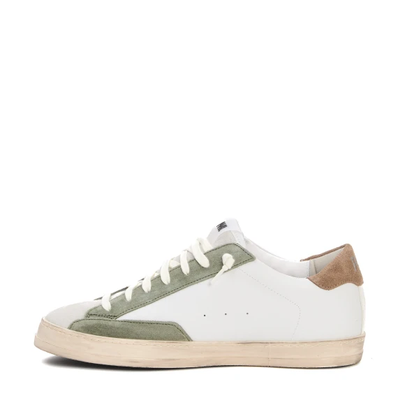 sneakers pelle bianca e camoscio salvia