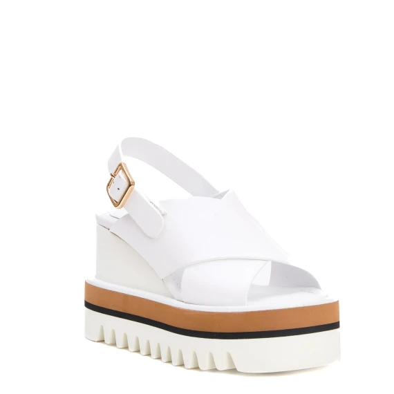 zeppa alta incrocio pelle bianca
