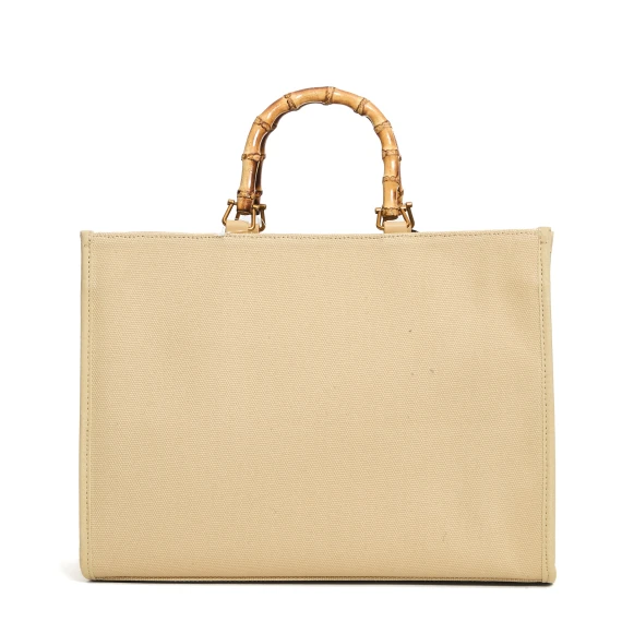 tote in canvas crema con farfalle