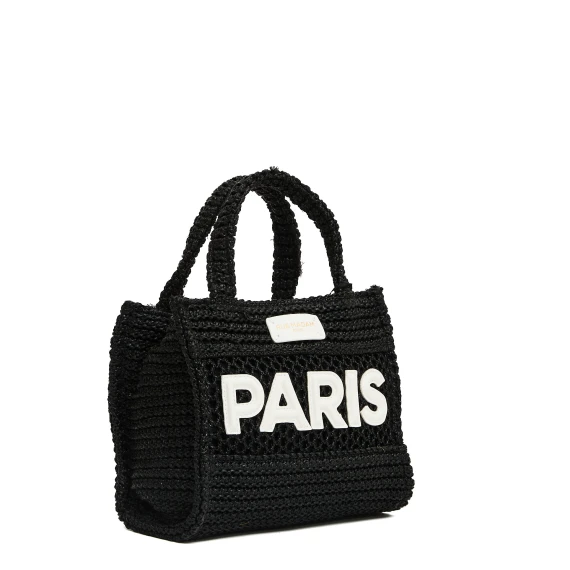 mini shopping in raffia nero