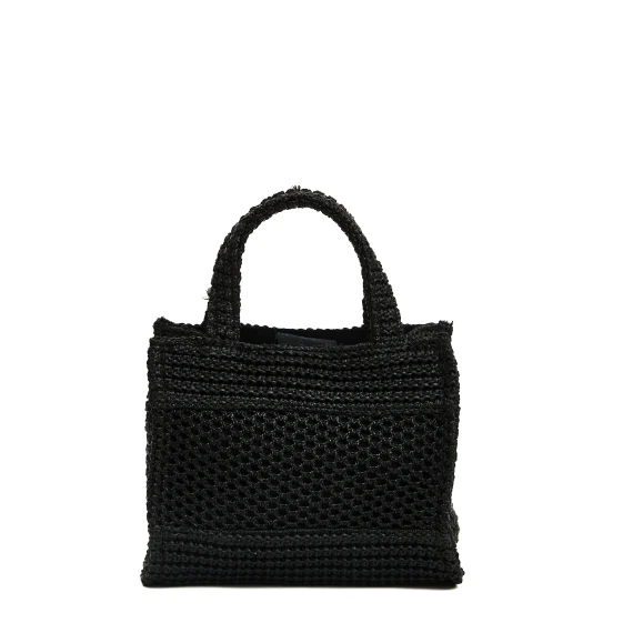 mini shopping in raffia nero