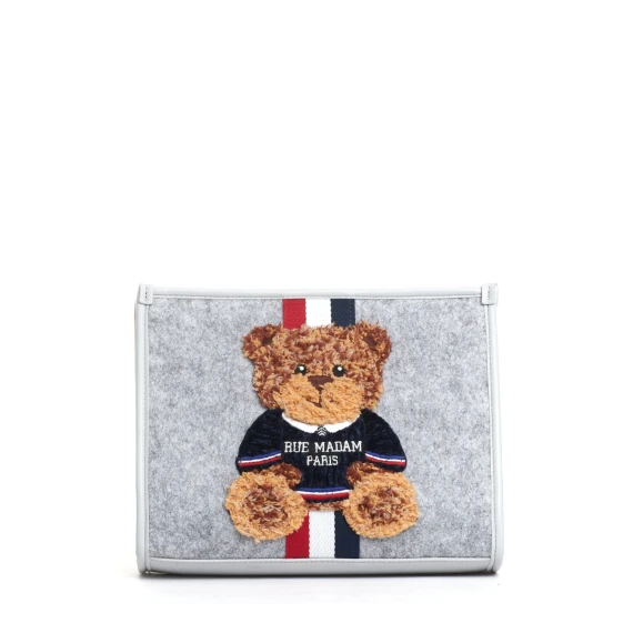 clutch grigio con Teddy