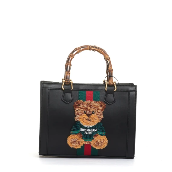 mini tote bag nera con Teddy