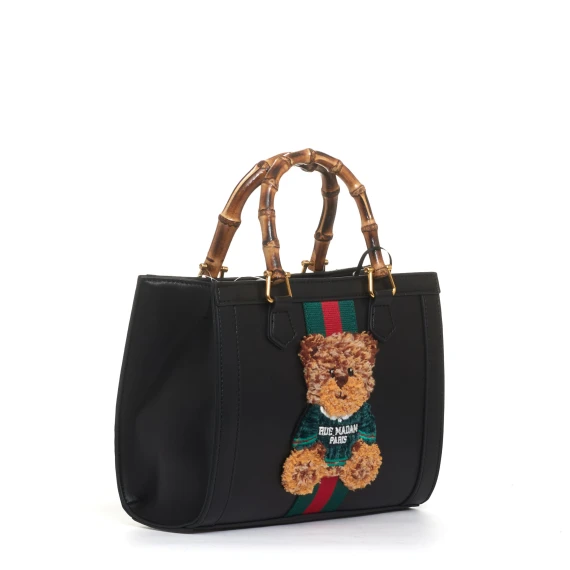 mini tote bag nera con Teddy