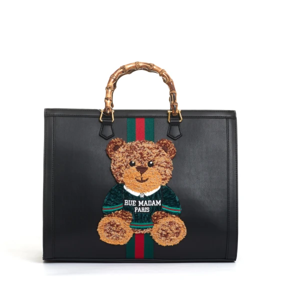 tote bag nera grande con Teddy e tracolla - Taglia ONESIZE - rue madame