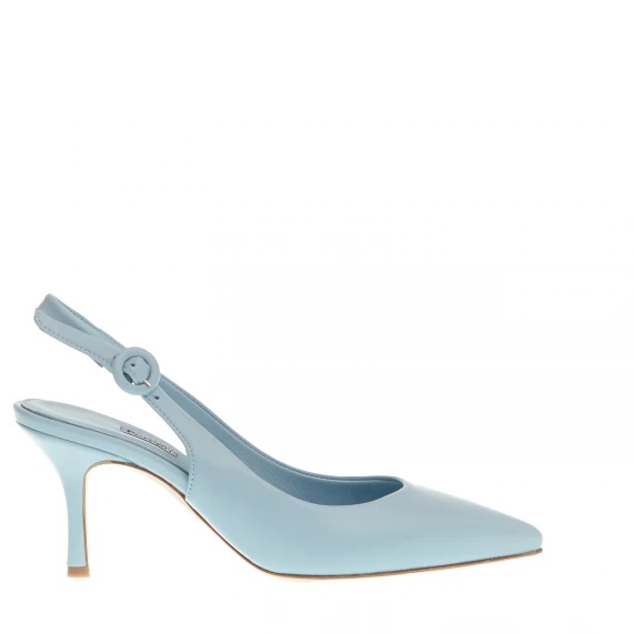 slingback pelle azzurra