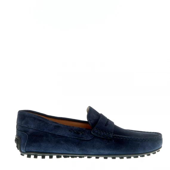 mocassino driver camoscio blu