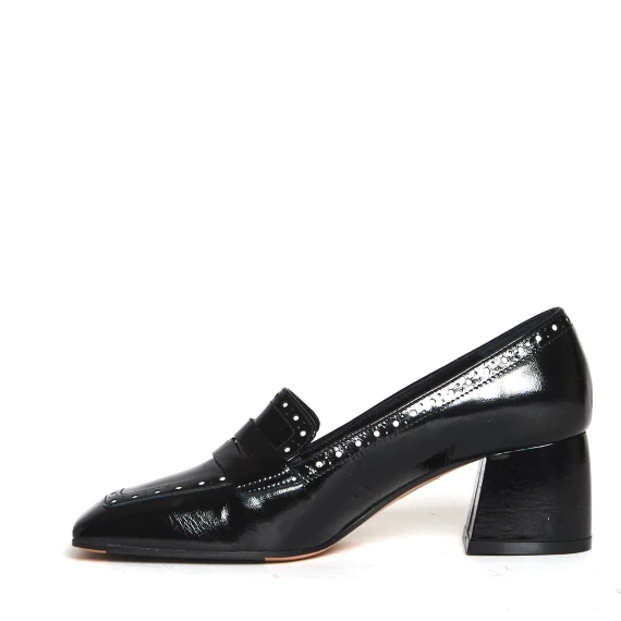 mocassino tacco 5 cm nero