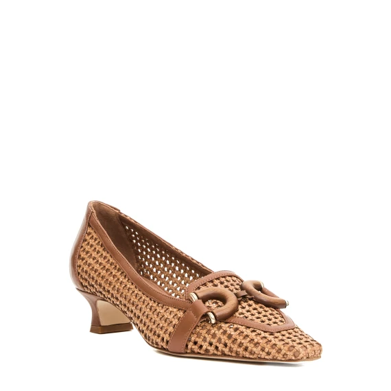 mocassino intreccio cuoio tacco 35 mm