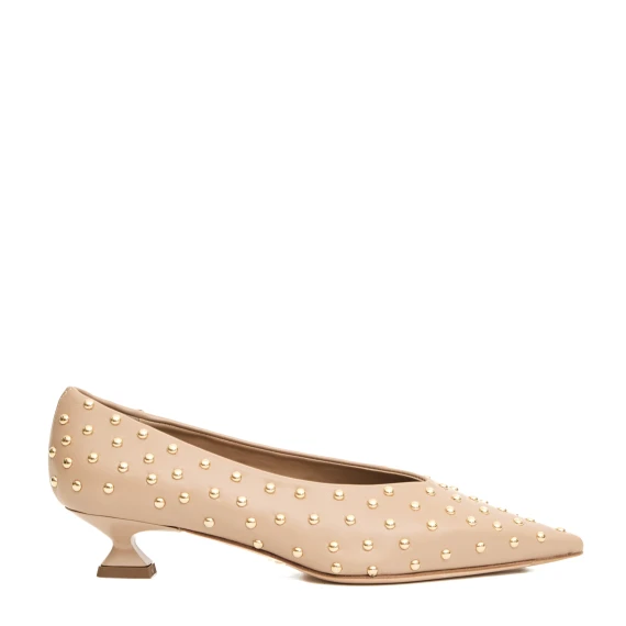 pump tacco 5 cm nude con borchie