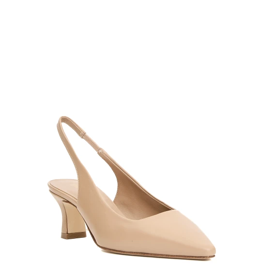 slingback pelle beige tacco 60 mm