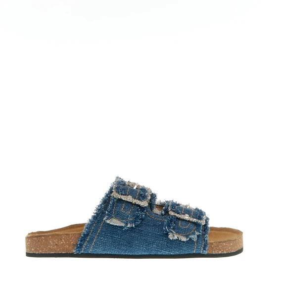 ciabatta jeans fibbia strass