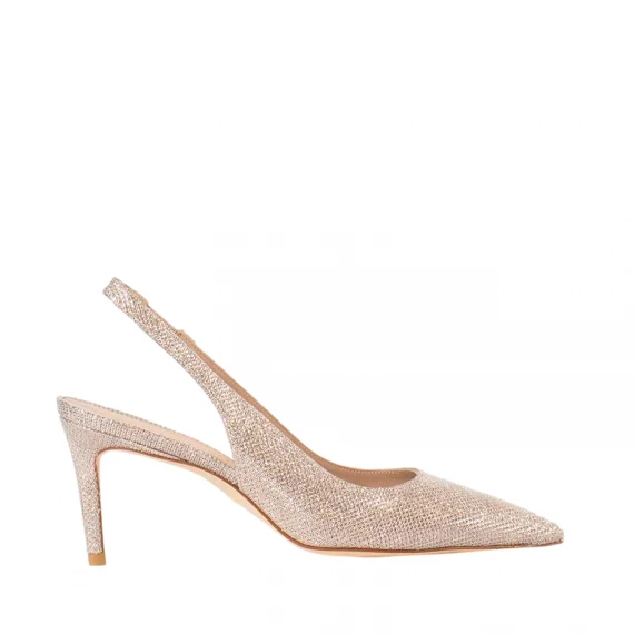 slingback in lurex color oro rosa 75 mm