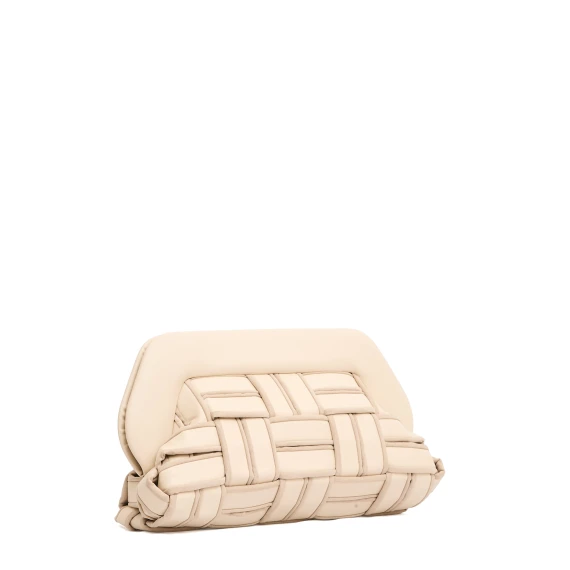clutch vegan leather intreccio beige con profili