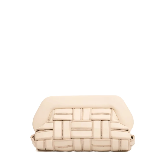 clutch vegan leather intreccio beige con profili