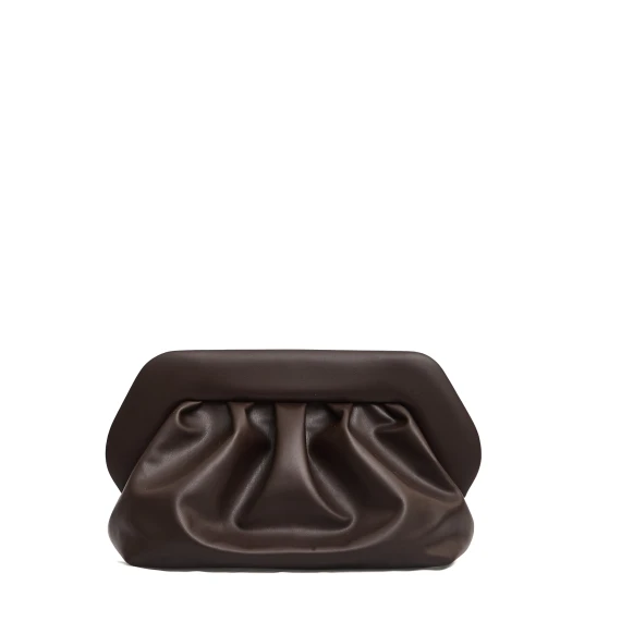 clutch vegan leather marrone