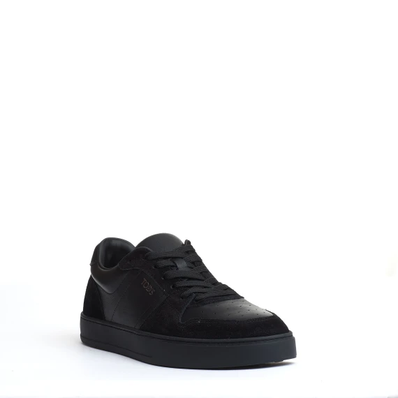 black suede and leather basketball sneakers