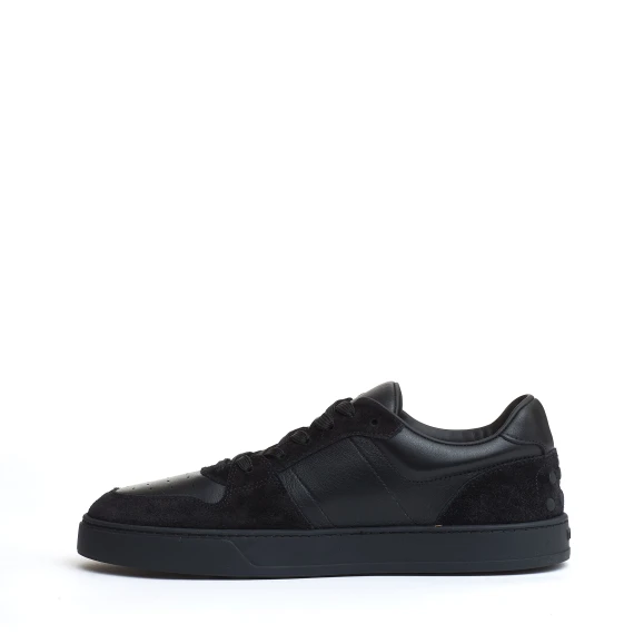 black suede and leather basketball sneakers